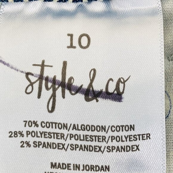 Style & Co Women's Ankle Jeans Size 10 Striped Mid Rise Stretch Blue Distressed - Picture 5 of 9